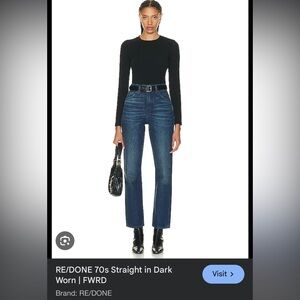 Re/Done Women's Straight Leg Jeans in Dark Blue